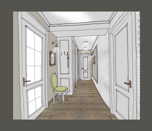 Заказать  онлайн личный Блиц-дизайн-проект интерьеров дома в г. Никополь  . Прихожая 7,5 м2.
